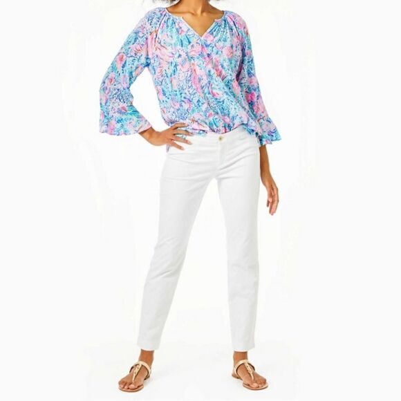 Lilly Pulitzer Kelly Textured Ankly Skinny Pants Sz 00 - Picture 1 of 10
